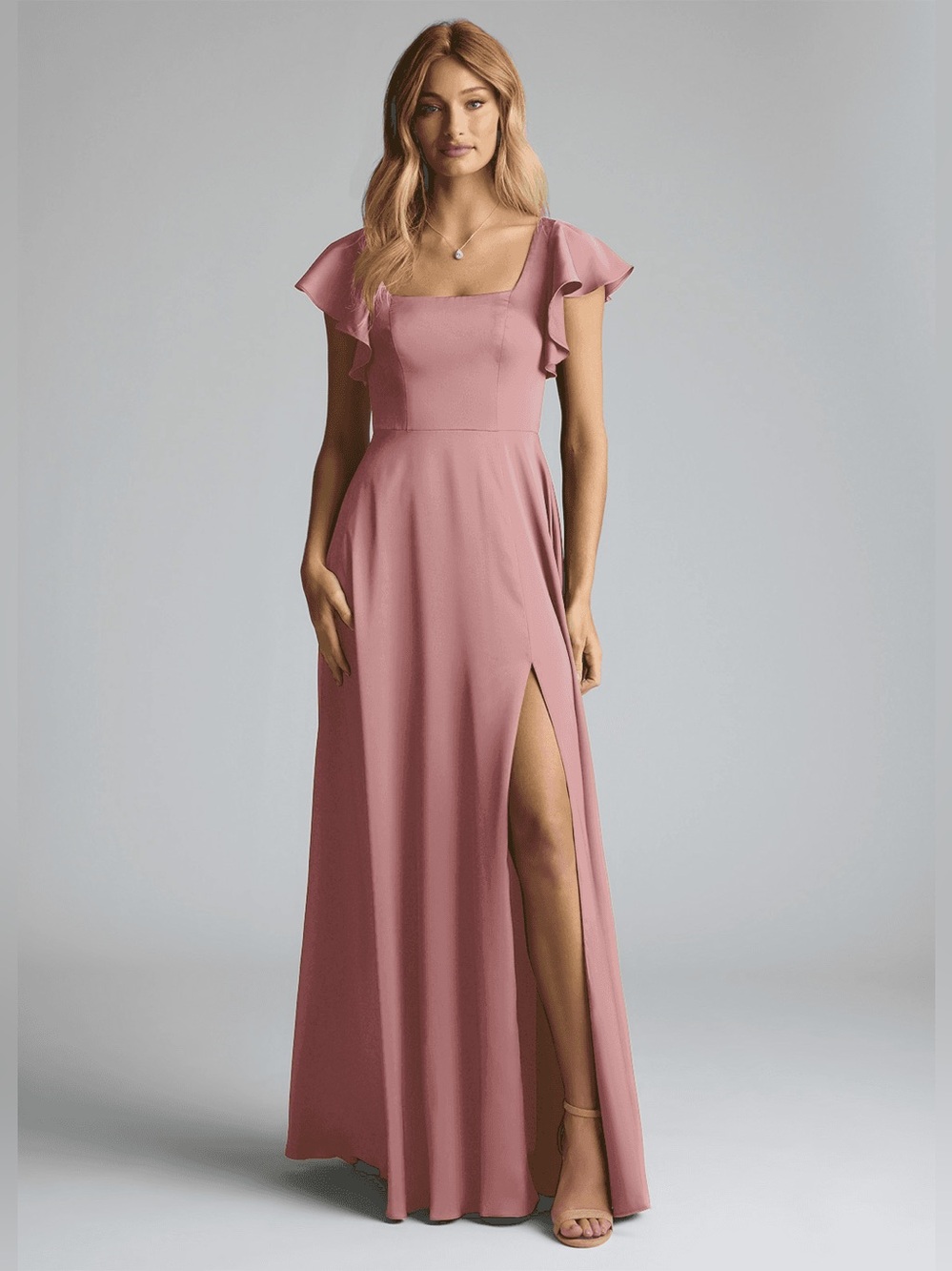 NWT Azazie Bondi stretch Satin Bridesmaids Dress- Dusty Rose size 12